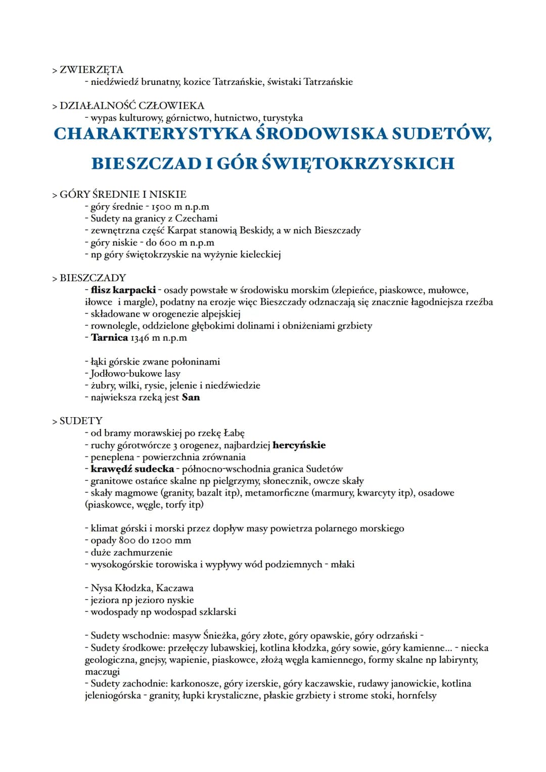 II. ZWIĄZKI MIĘDZY ELEMENTAMI
ŚRODOWISKA PRZYRODNICZEGO
ZRÓŻNICOWANIE ŚRODOWISKA TATR
> duże różnice wysokości wysokości względnych, strome 