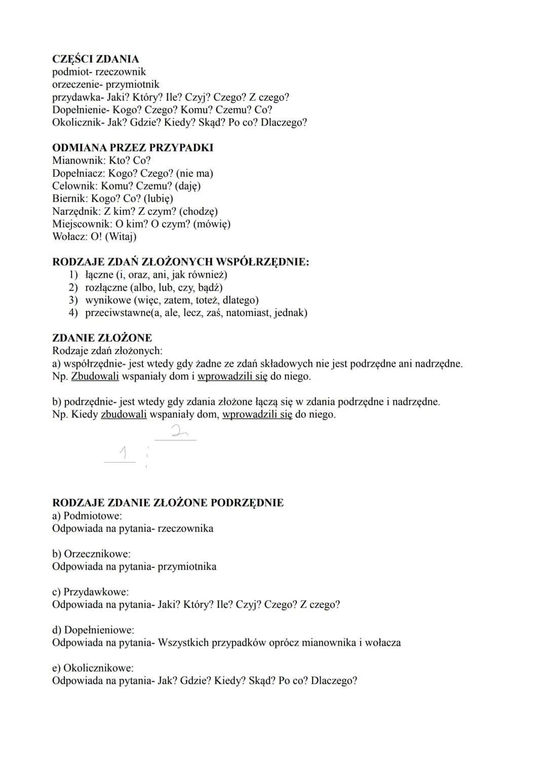 CZĘŚCI ZDANIA
podmiot- rzeczownik
orzeczenie- przymiotnik
przydawka- Jaki? Który? Ile? Czyj? Czego? Z czego?
Dopełnienie- Kogo? Czego? Komu?