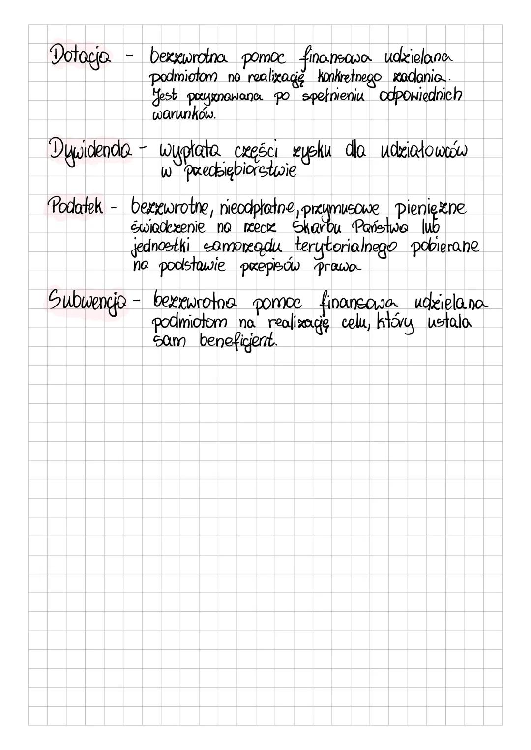 Dotacja
bezzwrotna pomoc finansowa udzielana
podmiotom no realizację konkretnego zadanio
Jest przyznawana po spełnieniu odpowiednich
warunkó