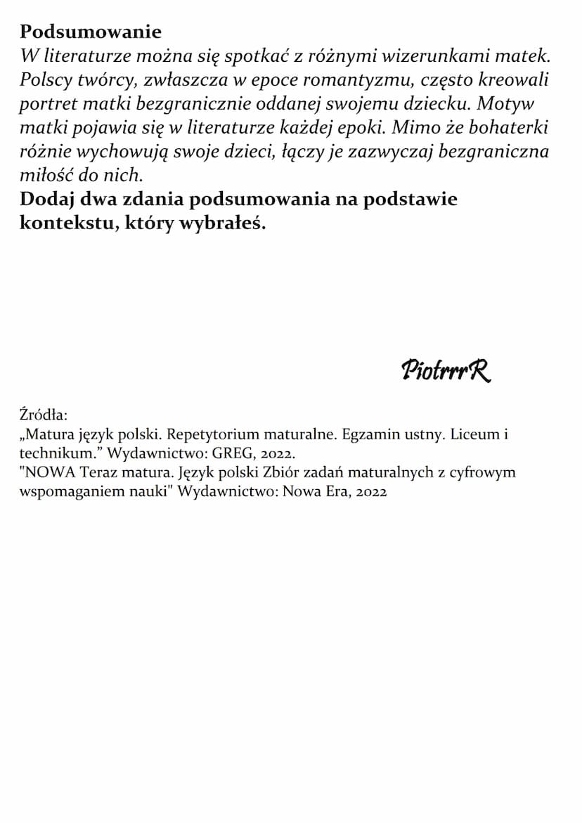 
<h2 id="przedwioniestefanaeromskiego">Przedwiośnie Stefana Żeromskiego</h2>
<p>Literacki wizerunek matki jest bardzo różnorodny. Przedstawi