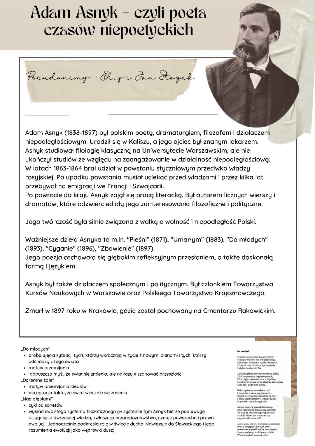 Adam Asnyk - krótka biografia