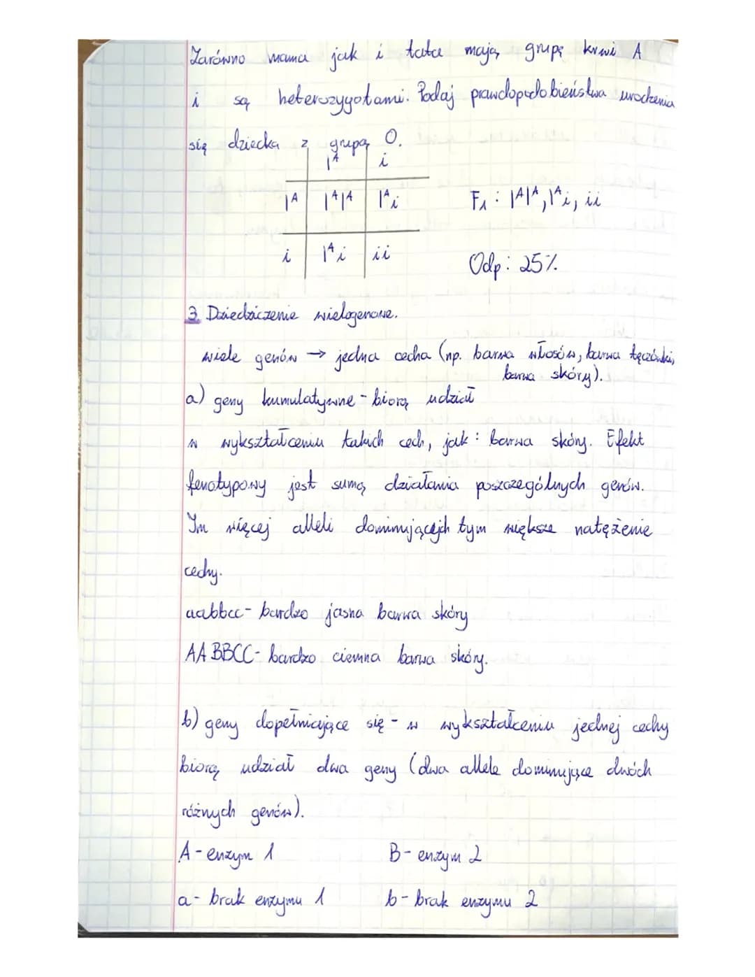 03.12.2021₁.
Lekcja
Temat: Jinne sposoby dziedziczenia cech.
1. Dziedziczenie jednogeno.Ne.
Jeden gen jest potrzebny do wykształcenia cechy
