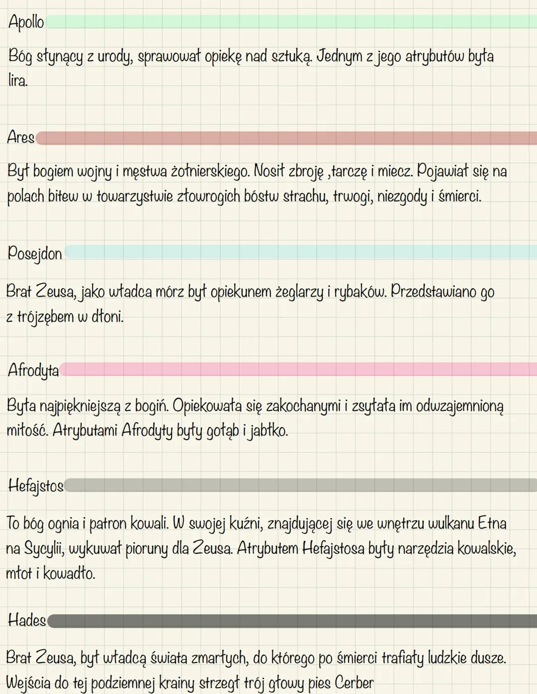 Apollo
Bóg słynący z urody, sprawował opiekę nad sztuką. Jednym z jego atrybutów była
lira.
Ares
Był bogiem wojny i męstwa żołnierskiego. No