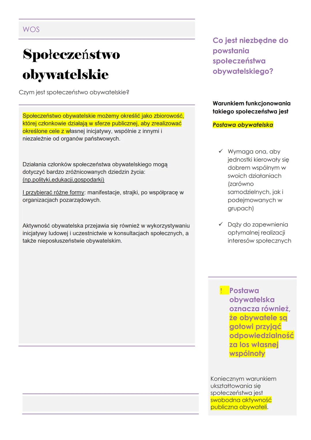 # WOS

# Społeczeństwo
obywatelskie

Czym jest społeczeństwo obywatelskie?

Społeczeństwo obywatelskie możemy określić jako zbiorowość,
któr
