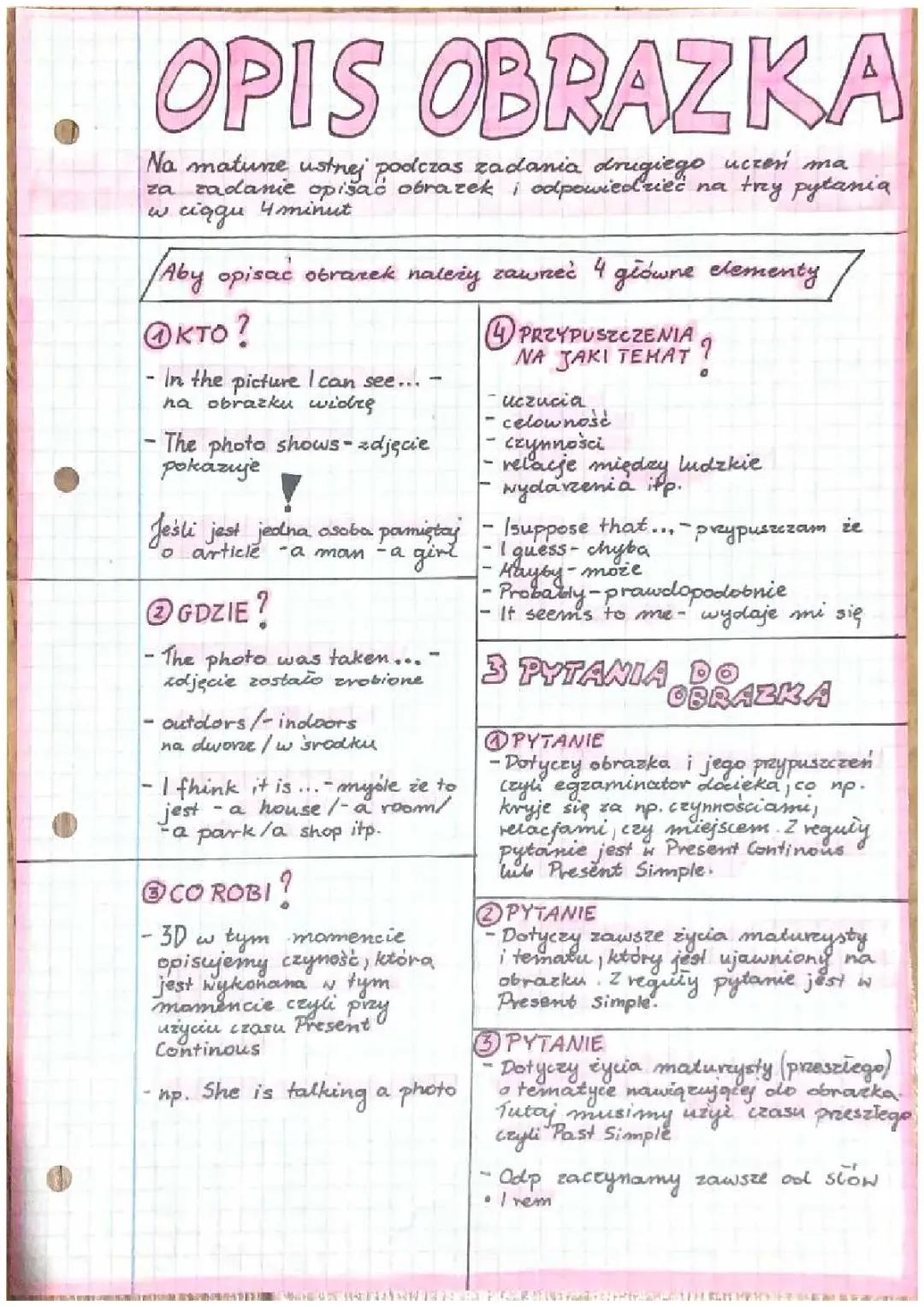 Jak przygotować opis obrazka na maturze ustnej