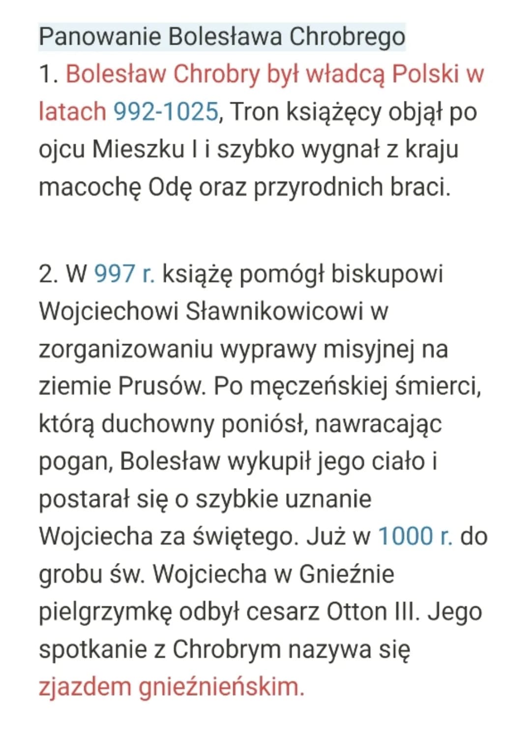 Panowanie Bolesława Chrobrego
1. Bolesław Chrobry był władcą Polski w
latach 992-1025, Tron książęcy objął po
ojcu Mieszku I i szybko wygnał