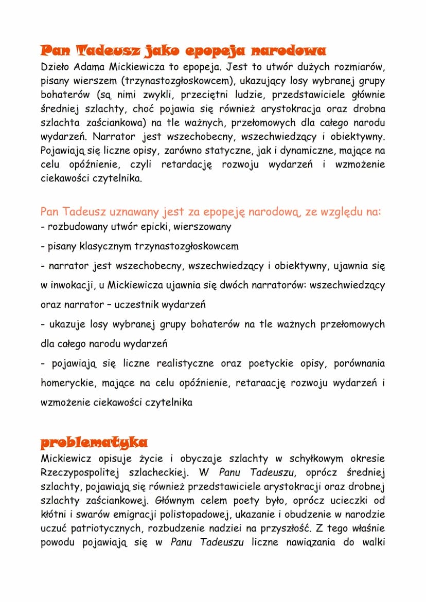 PAN TADEUSZ
ADAM MICKIEWICZ
gatunek literacki
epopeja (epos)
epoka
romantyzm
geneza
Pan Tadeusz powstał podczas pobytu Adama Mickiewicza w P