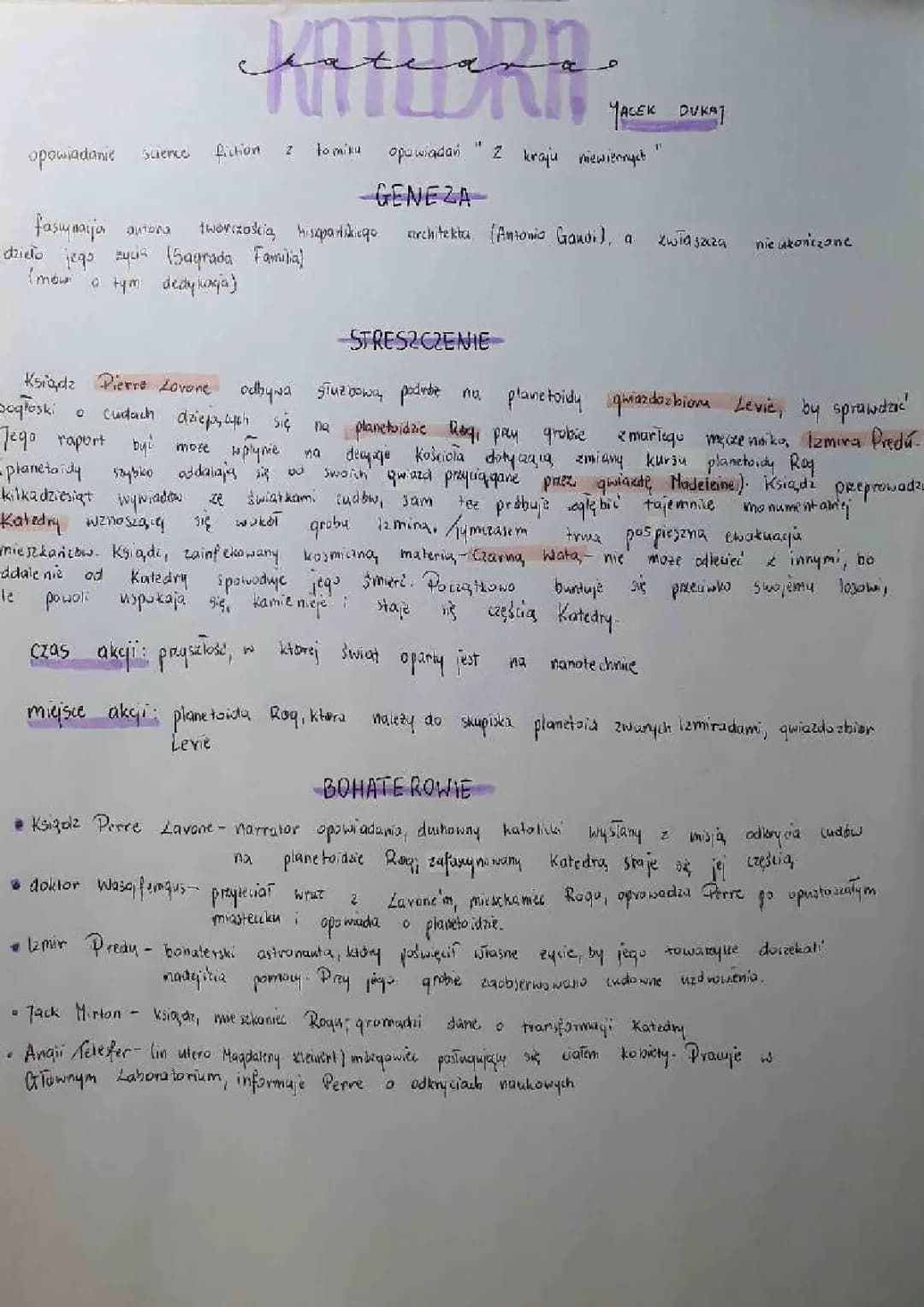 Streszczenie i opracowanie książki "Katedra" Jacek Dukaj - PDF, tekst, bohaterowie, test