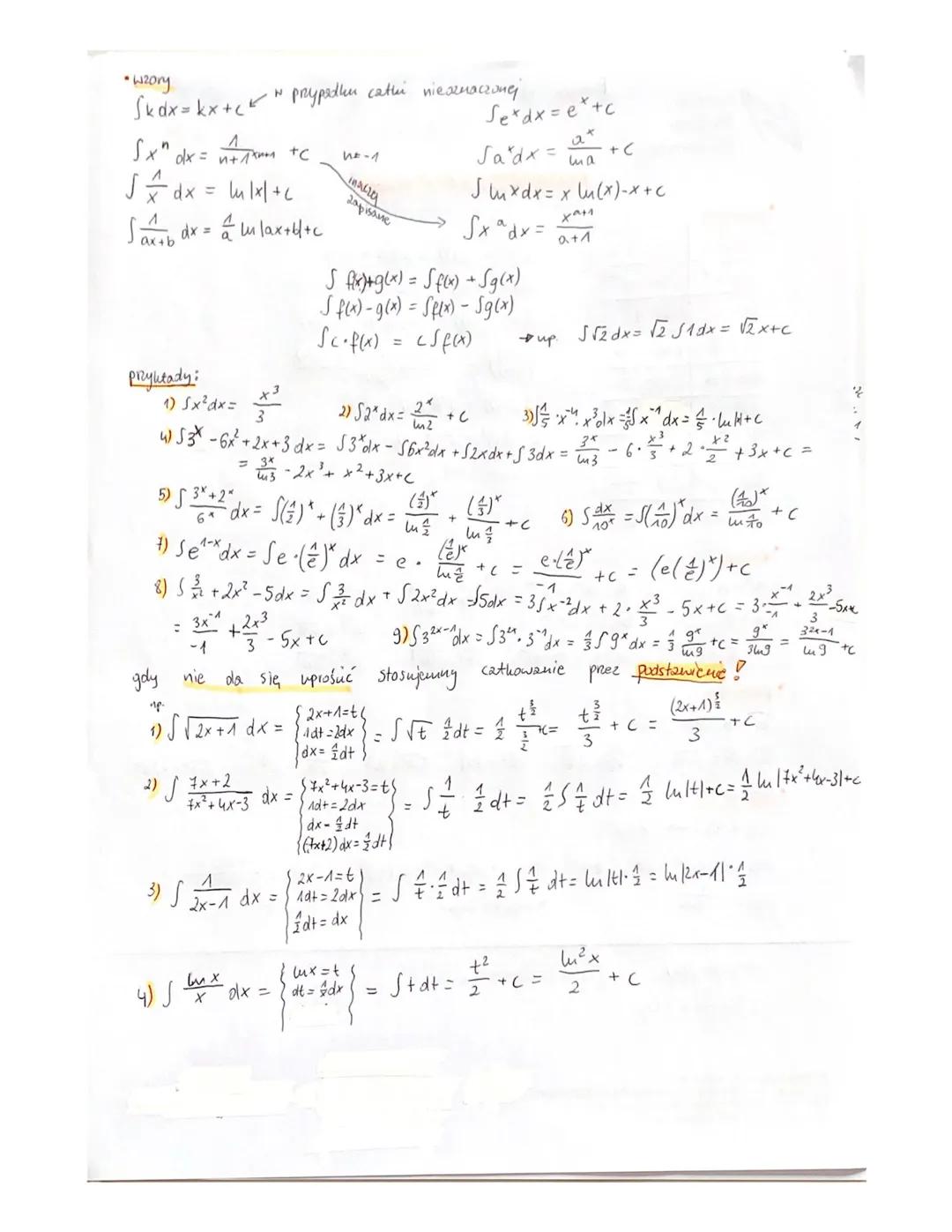 • pochodne
f(x)=C P(x) = 0
f(x)=x"
flx) = x
f(x) =
f'(x) = 1
f'(x) = -√2
f(x)=√x f'(x) = - = ²
• potęgi
f'(x)= nx"
f(x) = ax f'(x) = a* (ma
