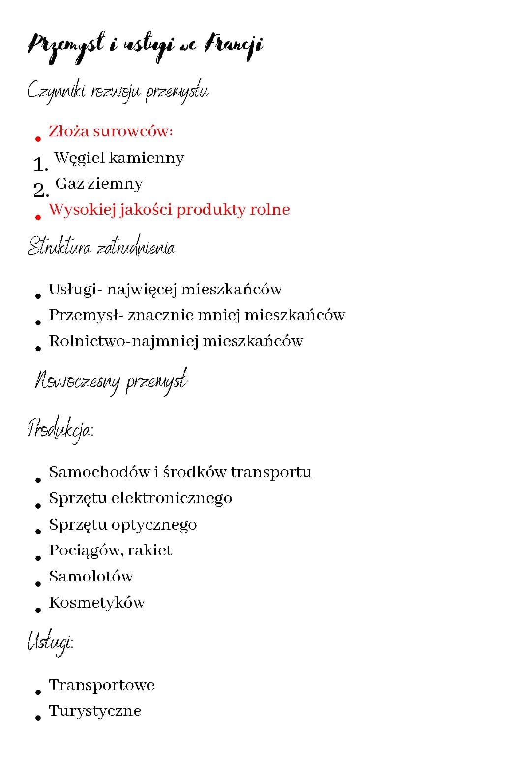 Przemysł I usługi we Francji 