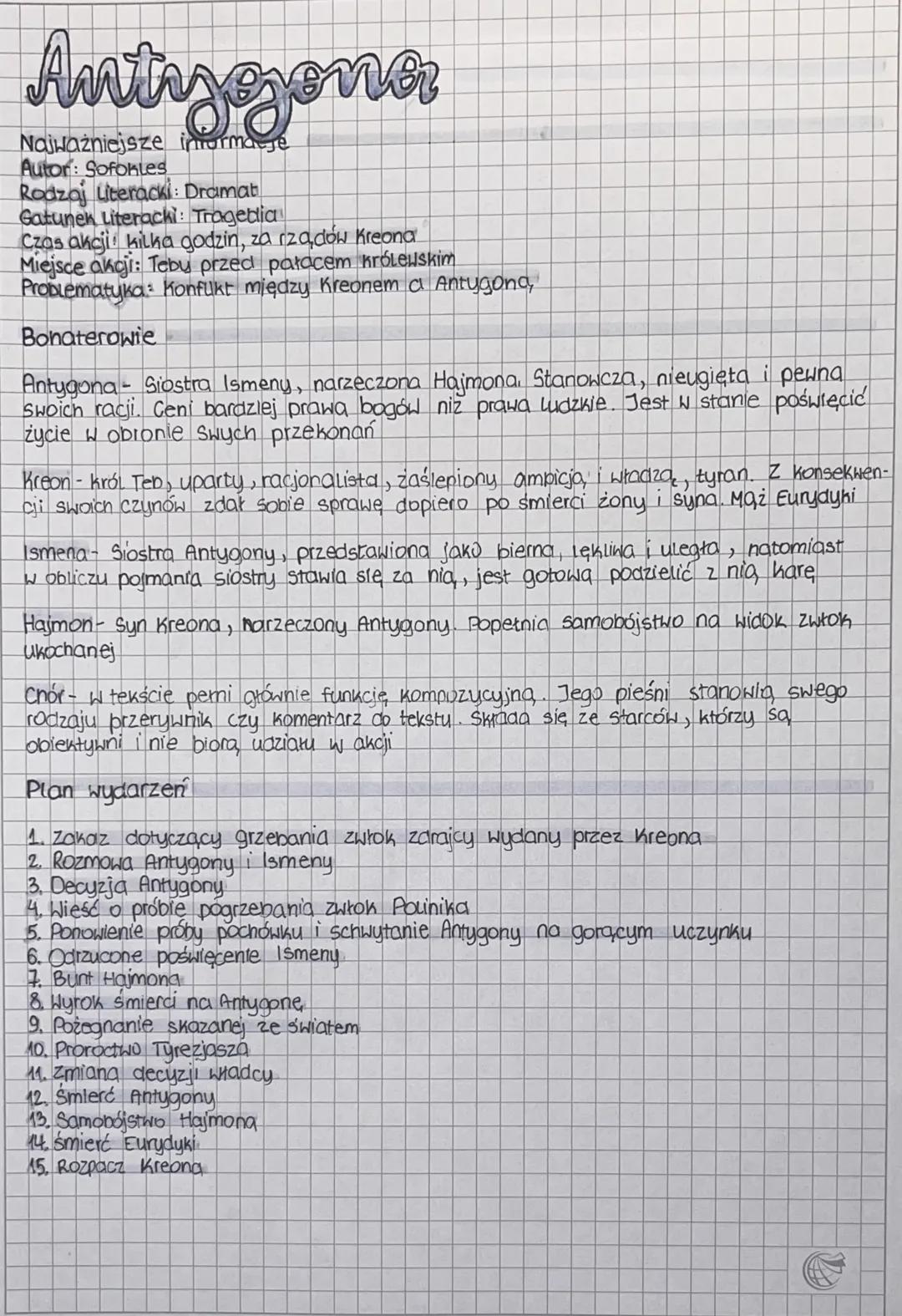 Antygona
Najważniejsze informacje
Autor: Sofokles
Rodzaj Literacki: Dramat
Gatunek Literacki: Tragedia
Czas akcji kilka godzin, za rzadow Kr