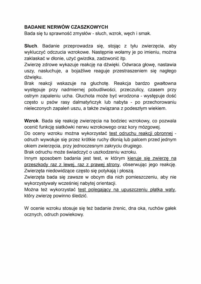 DIAGNOSTYKA UKŁADU NERWOWEGO
W badaniu układu nerwowego bardzo ważne jest przeprowadzenie
szczegółowego wywiadu, w którym należy zwrócić uwa