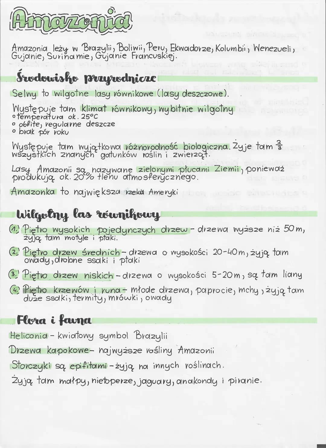 --- OCR Start ---
Amazonia
Amazonia leży w Brazylii, Boliwii, Peru, Ekwadorze, Kolumbii, Wenezueli,
Gujanie, Surinamie, Gujanie Francuskiej.