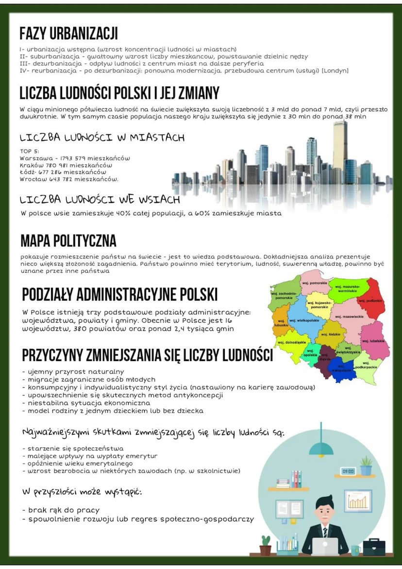 LUDNOŚĆ I URBANIZACJA W POLSCE
LICZBA LUDNOŚCI
• Pod względem liczby ludności Polska zajmuje 8 miejsce w Europie i 34 na świecie.
• Przed II