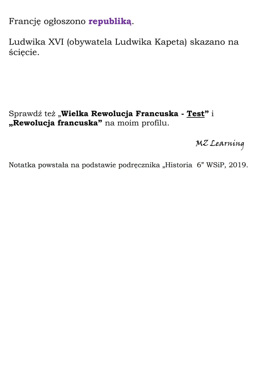 Wielka Rewolucja
Francuska
Przyczyny kryzysu gospodarczego we Francji:
- długotrwałe prowadzenie kosztownych wojen,
- wysokie koszty utrzyma