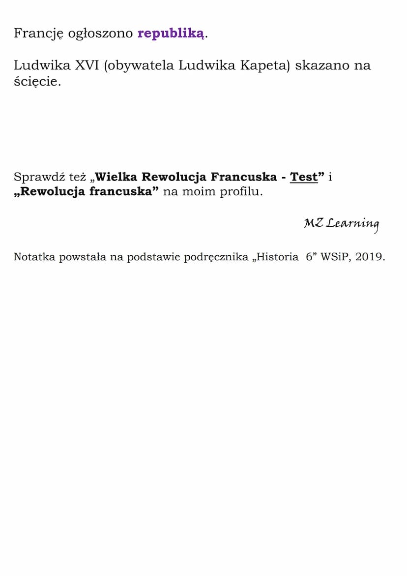 Wielka Rewolucja
Francuska
Przyczyny kryzysu gospodarczego we Francji:
- długotrwałe prowadzenie kosztownych wojen,
- wysokie koszty utrzyma