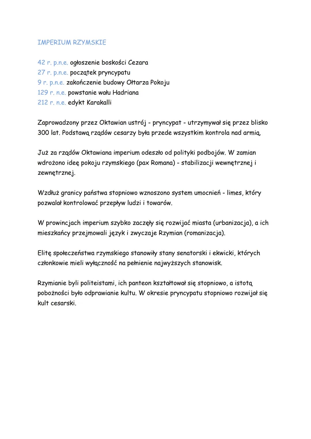 REPUBLIKA RZYMSKA
753 r. p.n.e. założenie Rzymu
509 r. p.n.e. wprowadzenie republiki
494 r. p.n.e. powołanie urzędu trybuna ludowego
449 r. 