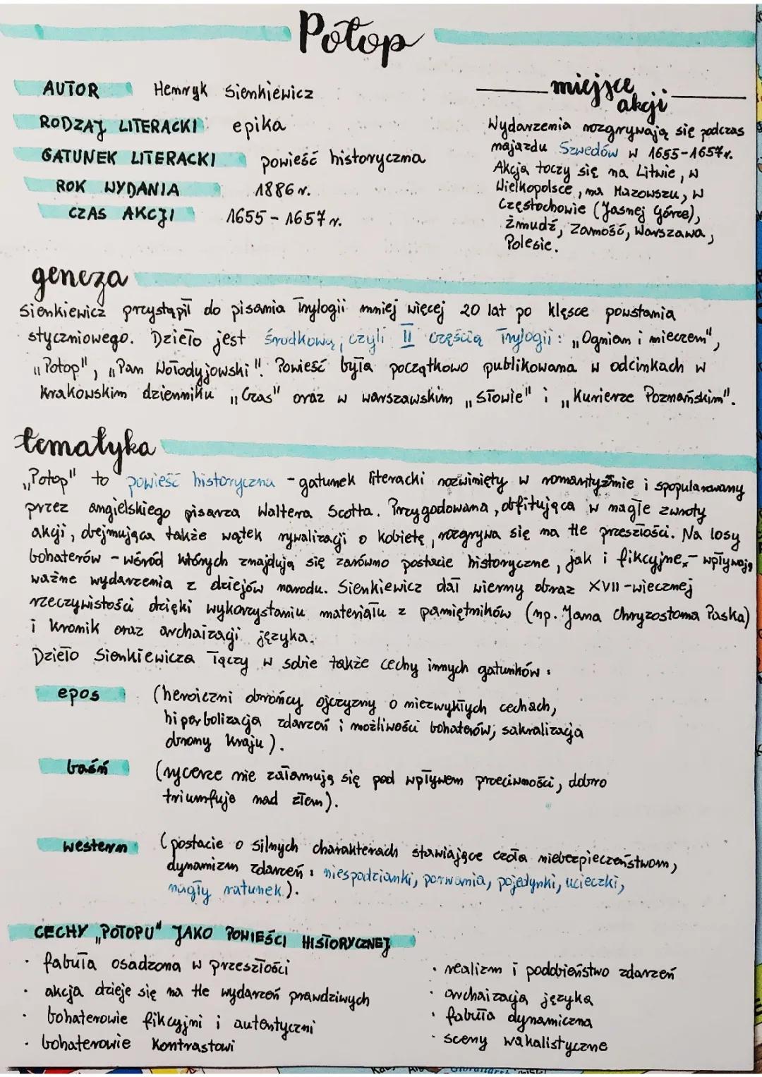 Potop - streszczenie, wolne lektury, tom 1-3, Trylogia Sienkiewicza