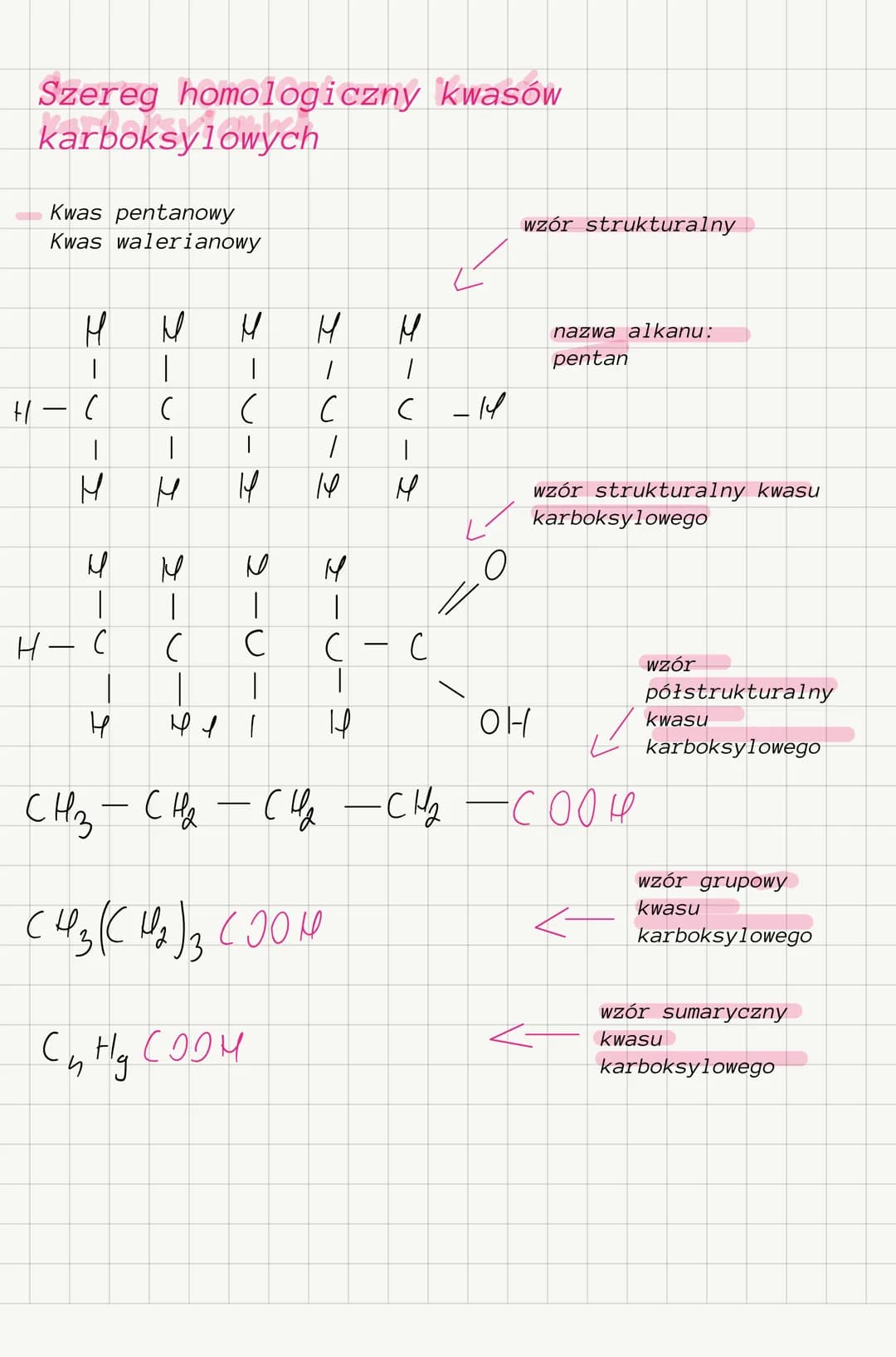 Szereg homologiczny kwasów
karboksylowych
Kwas etanowy
Kwas octowy
H
H
|
M - C
1
M
|
H
|
с
|
M
C
·C
//
\
M
O
OH
CH₂ - COOM
CH3COOH
-H
Wzór s