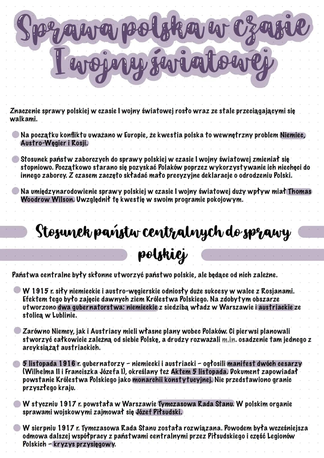 Sprawa polska w czasie
Twojny światowej
Znaczenie sprawy polskiej w czasie I wojny światowej rosło wraz ze stale przeciągającymi się
walkami
