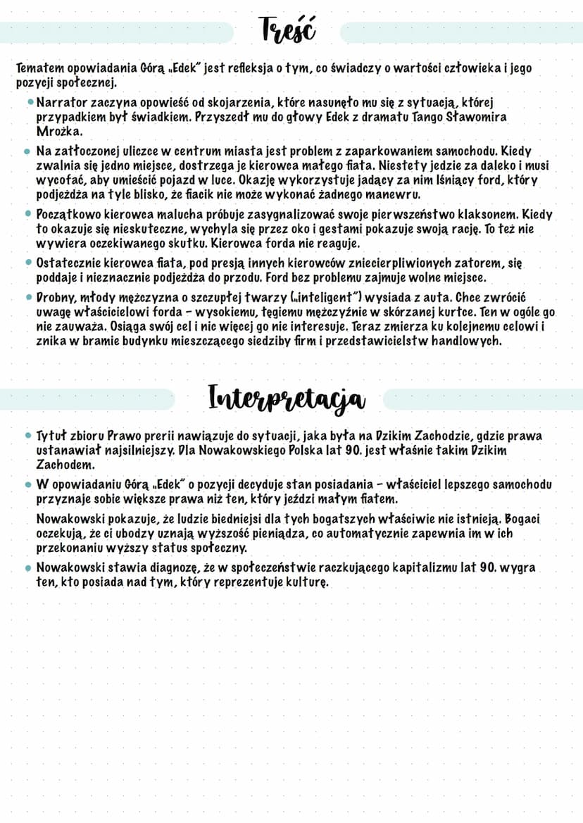 Gora - Edek
Marek Nowakowski
Opowiadanie Marka Nowakowskiego Górą Edek" weszło w skład zbioru Prawo prerii wydanego w
1999 r.
• Obraz kapita