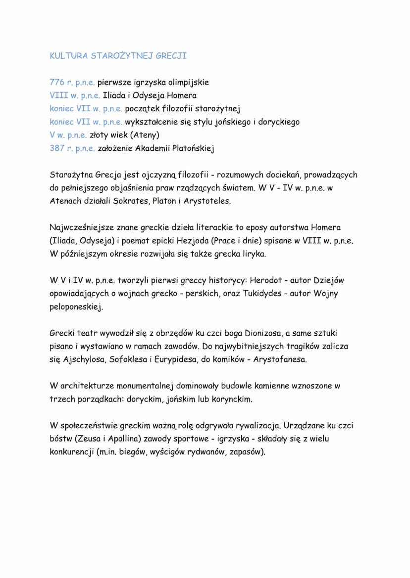 HELLADA I HELLENOWIE
ok. 2000-1200 p.n.e. cywilizacja minojska
ok. 1600-1200 p.n.e. cywilizacja mykeńska
VIII w. p.n.e. powstanie pierwszych