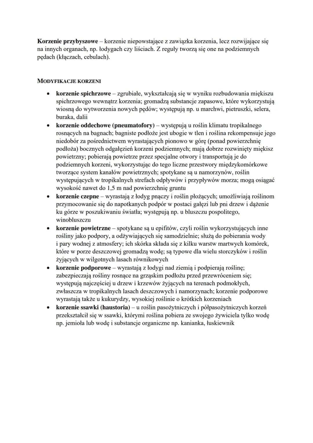 FUNKCJE KORZENIA
●
umocowanie rośliny w podłożu
pobieranie wody i soli mineralnych
● gromadzenie substancji zapasowych
rozmnażanie wegetatyw