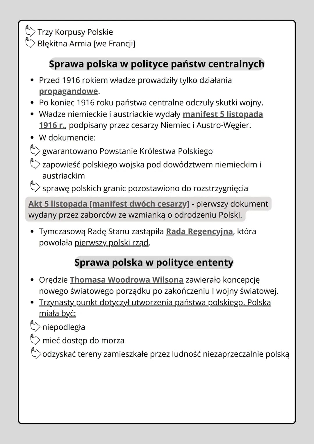 Sprawa polska podczas I wojny
światowej
Polacy u boku państw centralnych
• Podczas I wojny światowej Polacy walczyli w armiach państw
zaborc