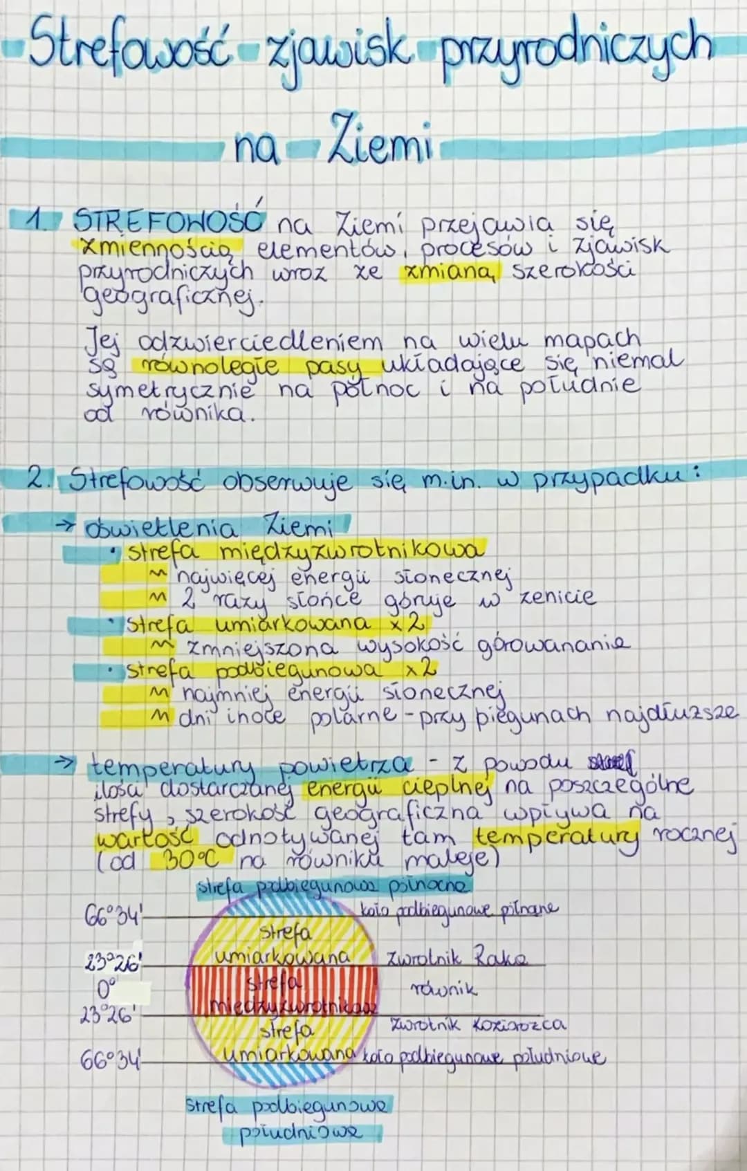 Strefowość zjawisk przyrodniczych na Ziemi 