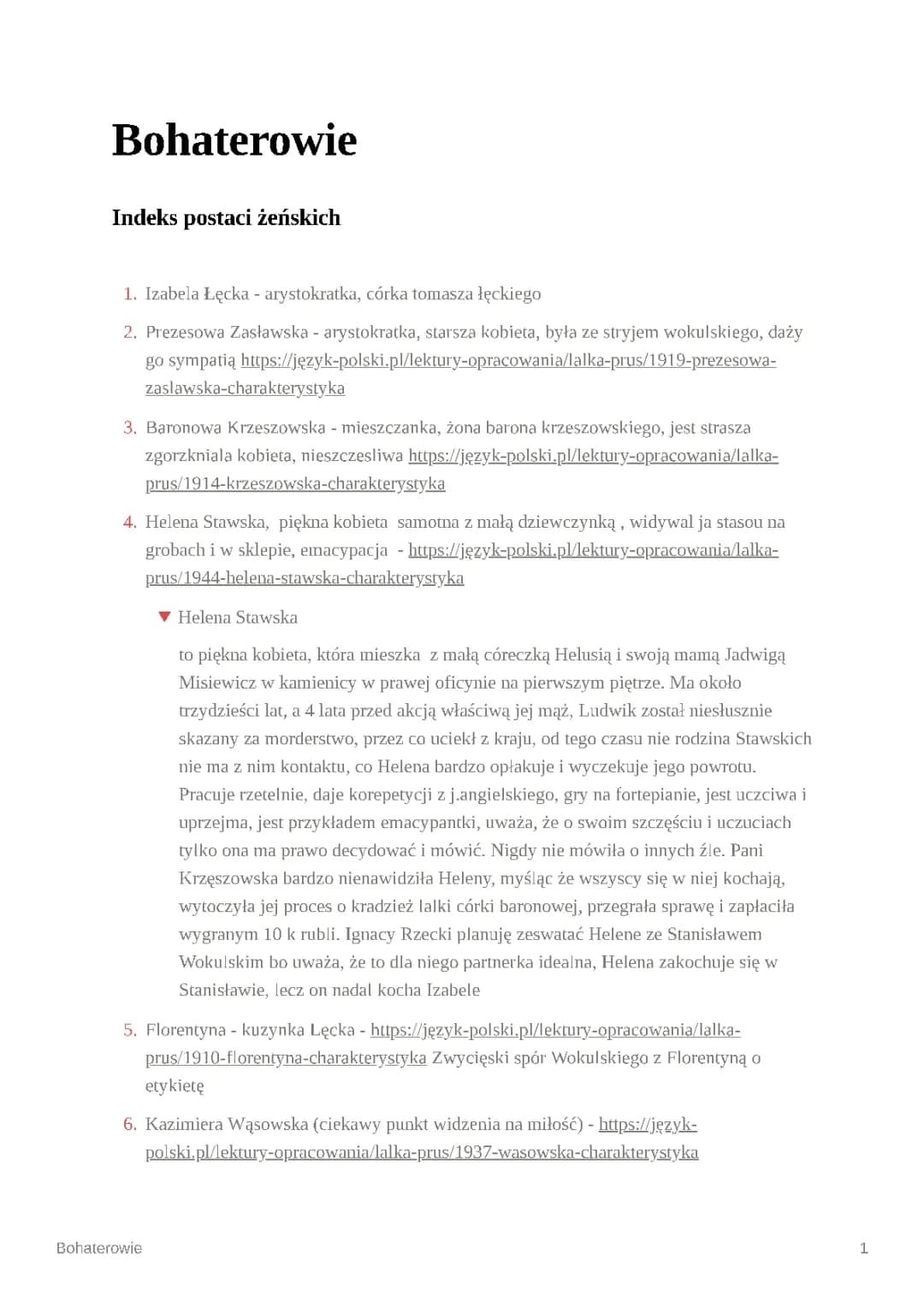 Lalka - bohaterowie, charakterystyka, streszczenie
