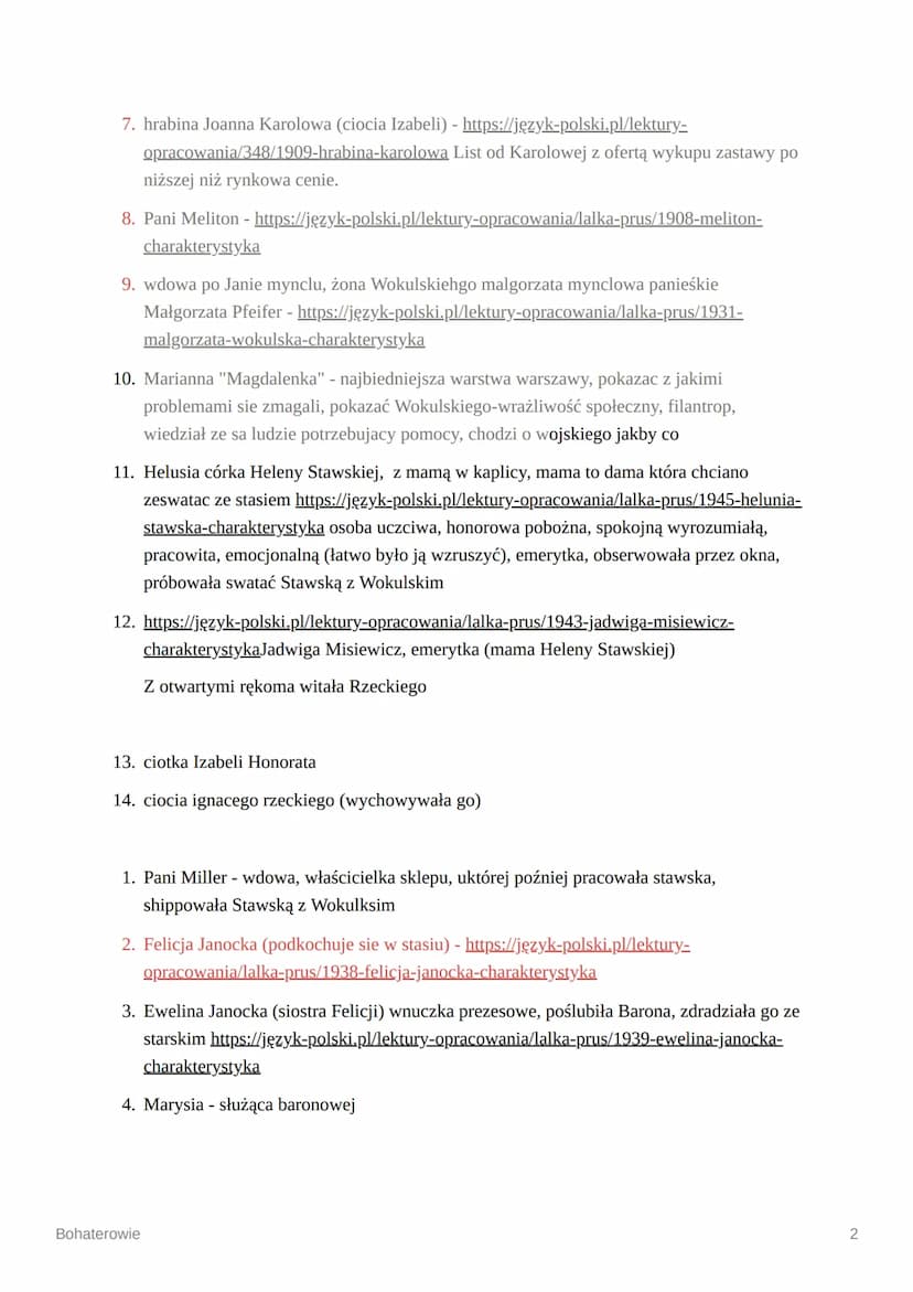 
<h2 id="lalkabohaterowiepierwszoplanowi">Lalka - bohaterowie pierwszoplanowi</h2>
<ol>
<li><strong>Izabela Łęcka</strong> - arystokratka, c