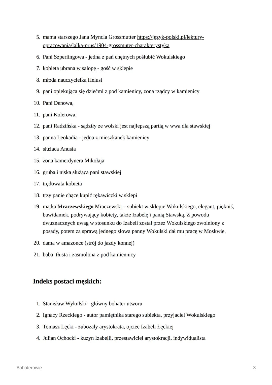 
<h2 id="lalkabohaterowiepierwszoplanowi">Lalka - bohaterowie pierwszoplanowi</h2>
<ol>
<li><strong>Izabela Łęcka</strong> - arystokratka, c