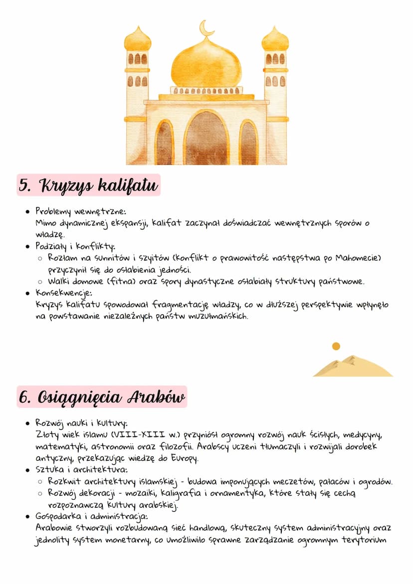 # Narodziny Islamu i Podboje Arabów

1. Mahomet i jego religia

* Życiorys i kontekst historyczny:
Mahomet (ok. 570-632) urodził się w Mekce