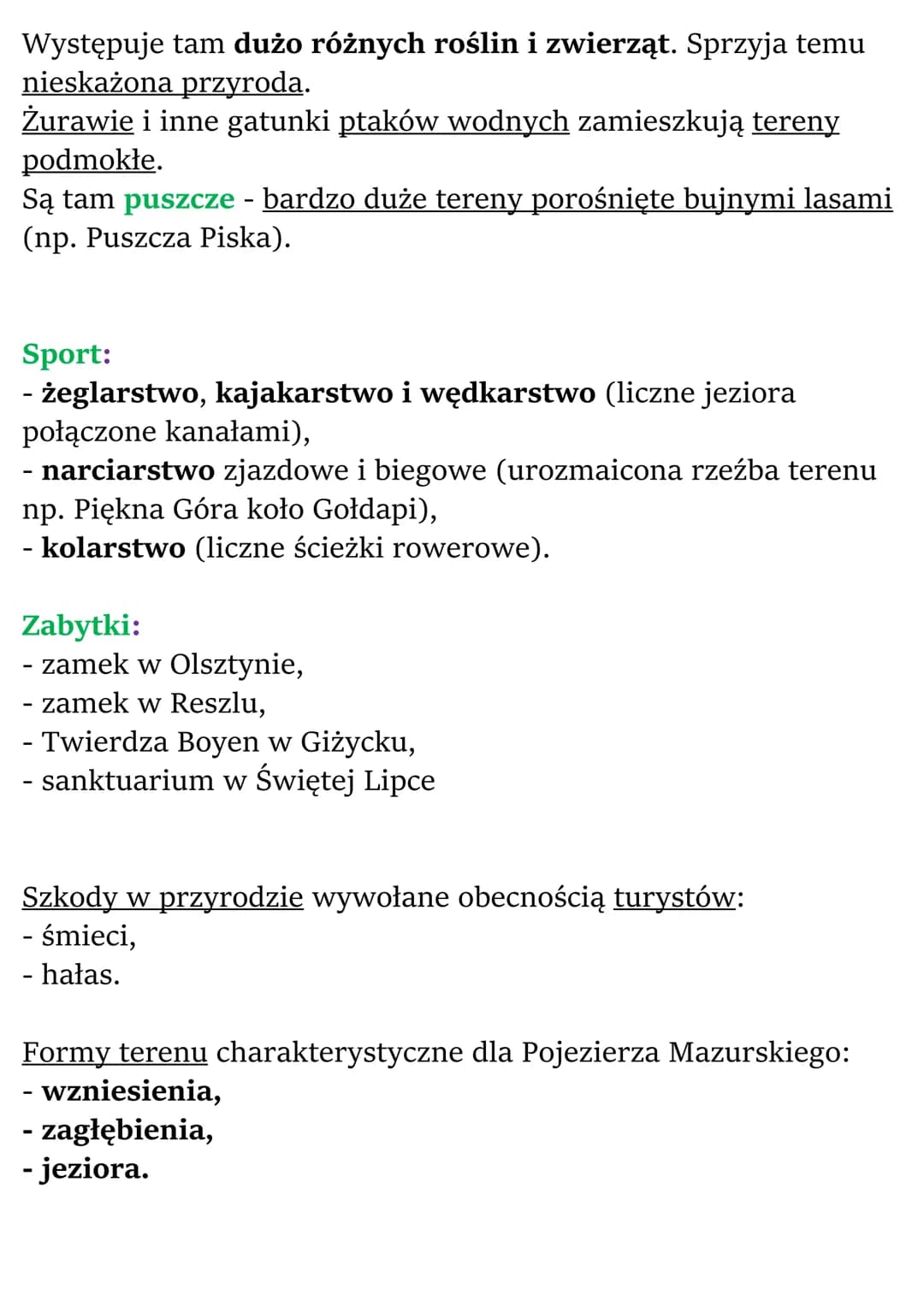 Krajobraz Pojezierza
Mazurskiego
W pasie pojezierzy znajdują się Pojezierza:
- Mazurskie (są tam największe jeziora),
- Pomorskie (jest tam 