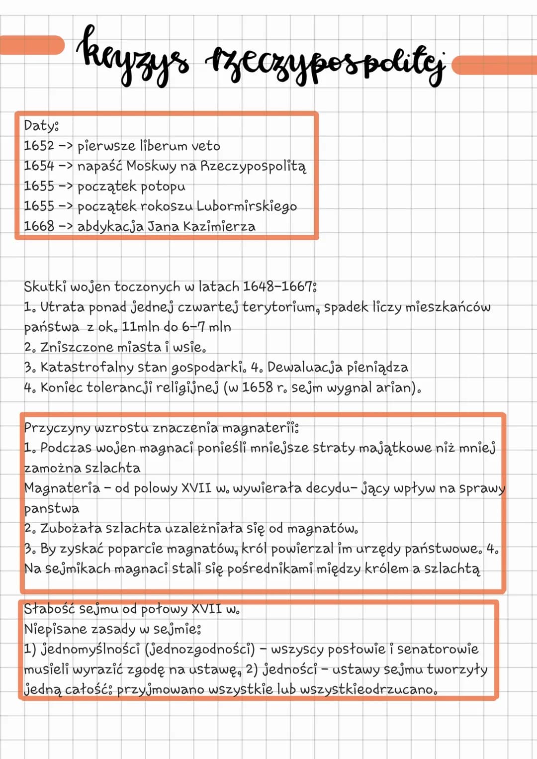 keyzys fzeczypospolitej
Daty:
1652 -> pierwsze liberum veto
1654 -> napaść Moskwy na Rzeczypospolitą
1655-> początek potopu
1655 -> początek