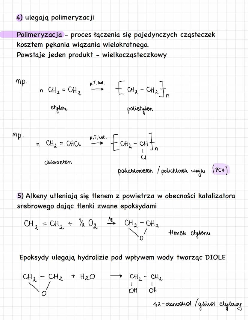 ALKENY
Właściwości etenu :
– charakteryzują się co najmniej jednym wiązaniem podwójnym (=).
Atom węgla przy którym jest podwójne wiązanie ma