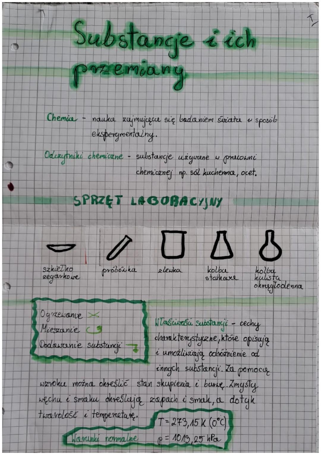# Substancje i ich
przemiany

Chemica nauka zajmujące się badaniem świata w sposób
eksperymentalny.

Odczytniki chemiczne - substancje używa