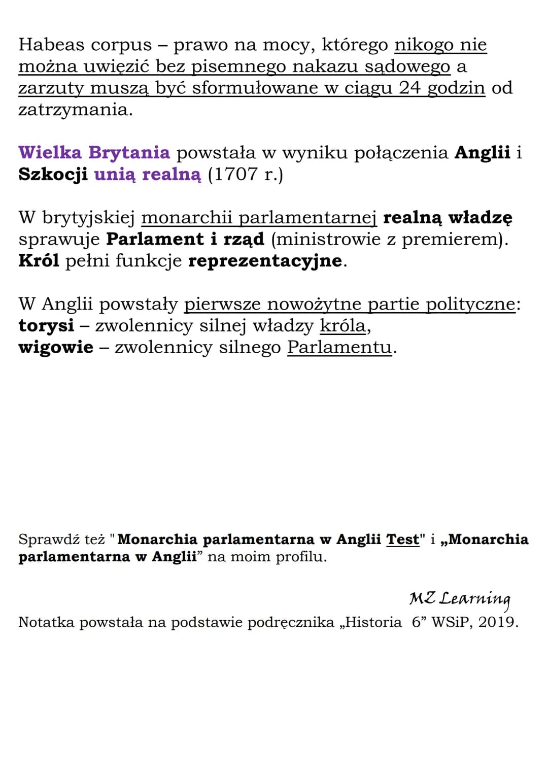 Anglia na drodze ku
monarchii parlamentarnej
W angielskim Parlamencie zasiadali reprezentanci
szlachty i miast.
Królestwo Anglii było połącz