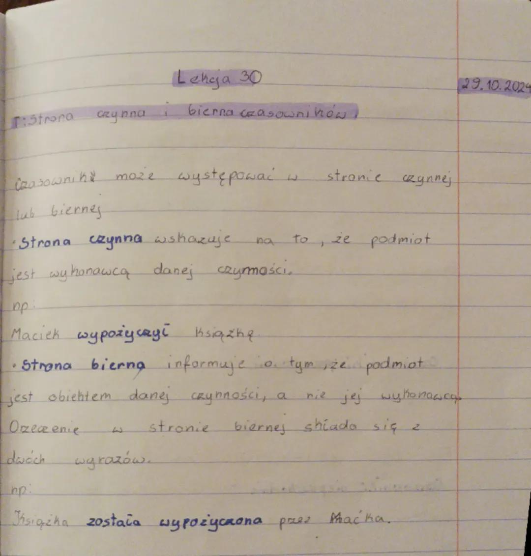 Strona Bierna i Czynna – Wyjaśnienie z Przykładami