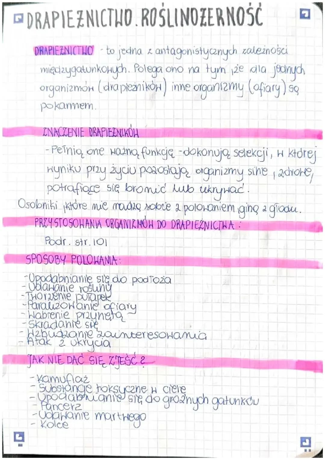 DRAPIEŻNICTWO. ROŚLINOŻERNOŚĆ
