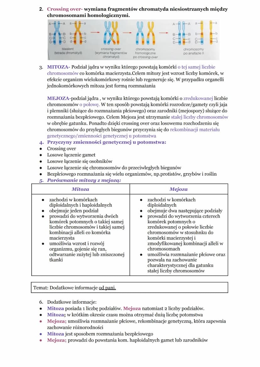 Biologia
Temat: Mitoza.
1. MITOZA:
1 Cykl życiowy trwa od momentu powstania komórki do momentu jej podziału na
dwie komórki potomne można w 