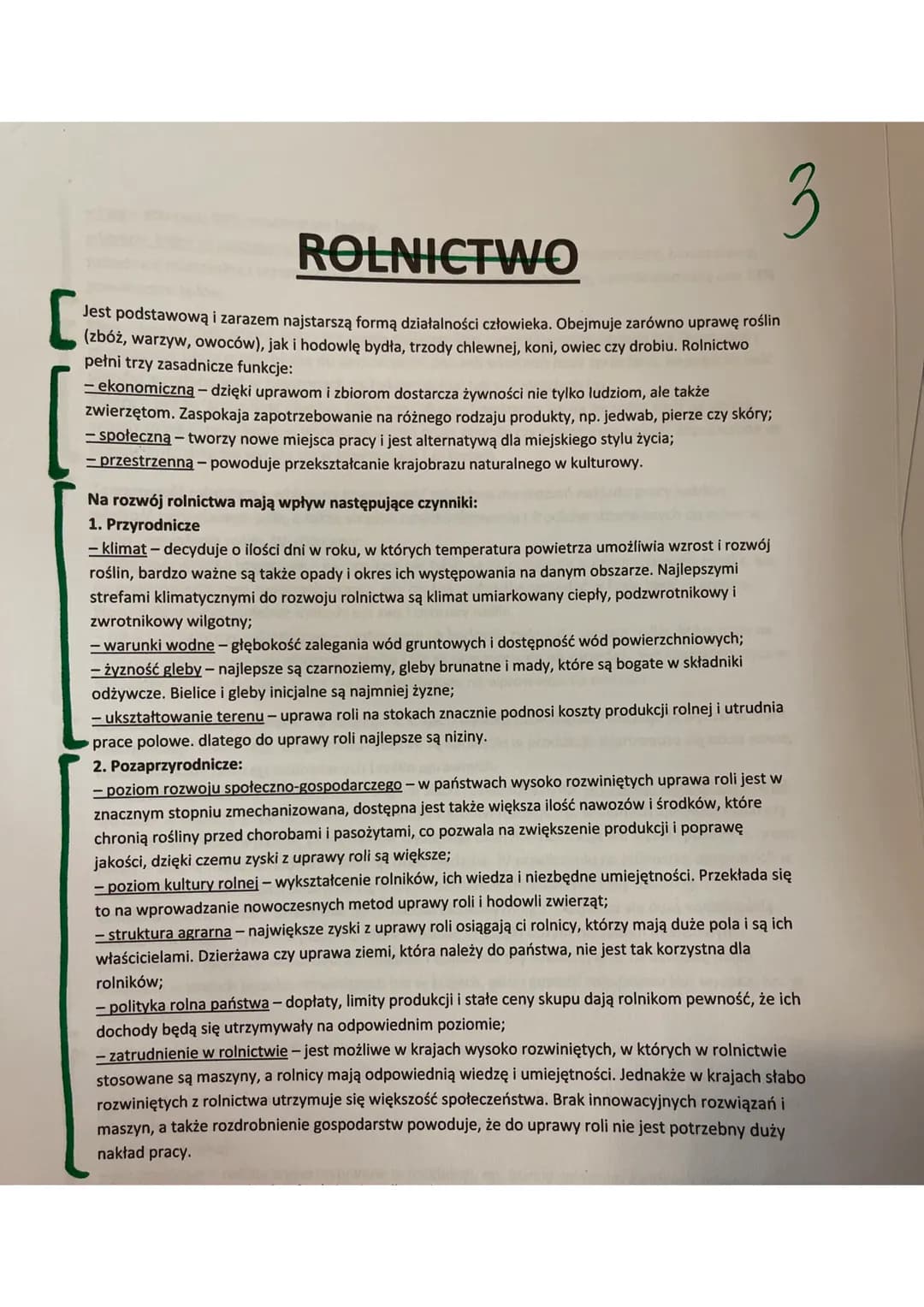 3
ROLNICTWO
Jest podstawową i zarazem najstarszą formą działalności człowieka. Obejmuje zarówno uprawę roślin
(zbóż, warzyw, owoców), jak i 