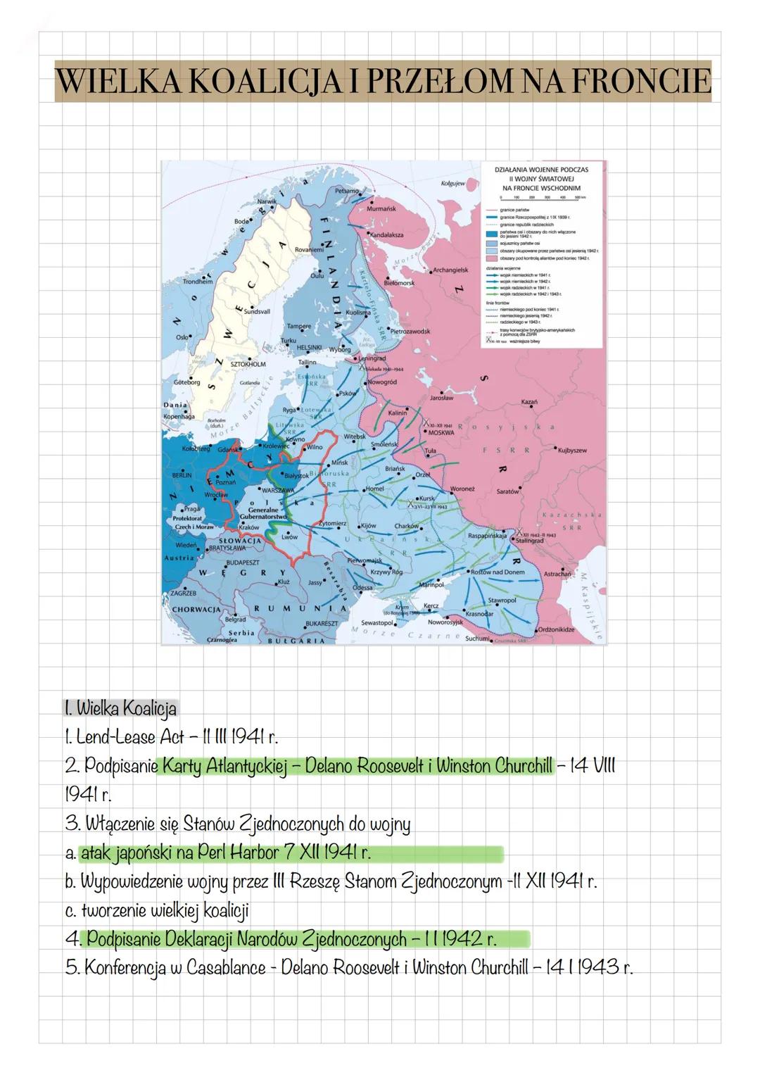 WIELKA KOALICJA I PRZEŁOM NA FRONCIE
Trondheim
Oslo
Göteborg
Dania
Kopenhaga
N
BERLIN
Borholm
(dut)
Morze
Kolobrzeg Gdańsk
Praga
Protektorat