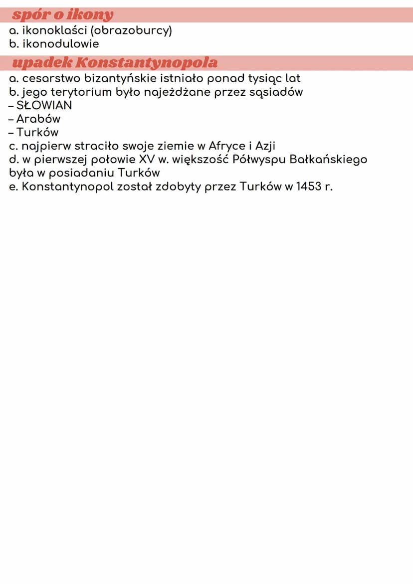 cesarstvo
bizantyjskie
Bixancjum
a. powstało w wyniku podziału dawnego cesarstwa rzymskiego
na część wschodnią i zachodnią
b. nazwa Bizancju