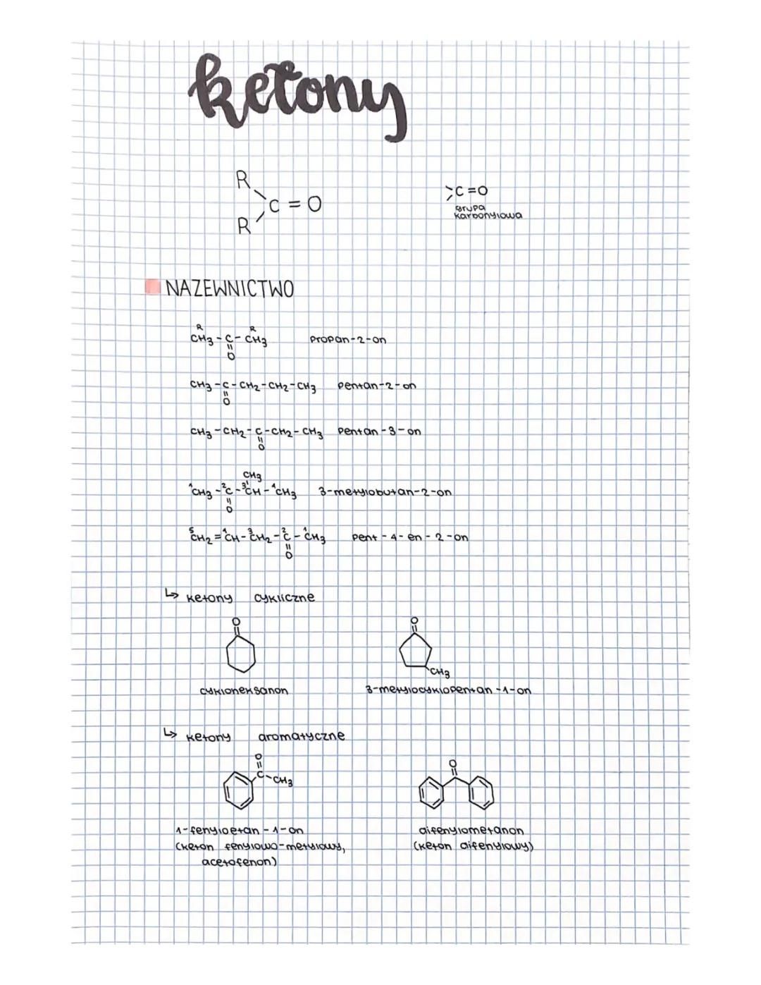 Ketony - właściwości, reakcje i zastosowanie