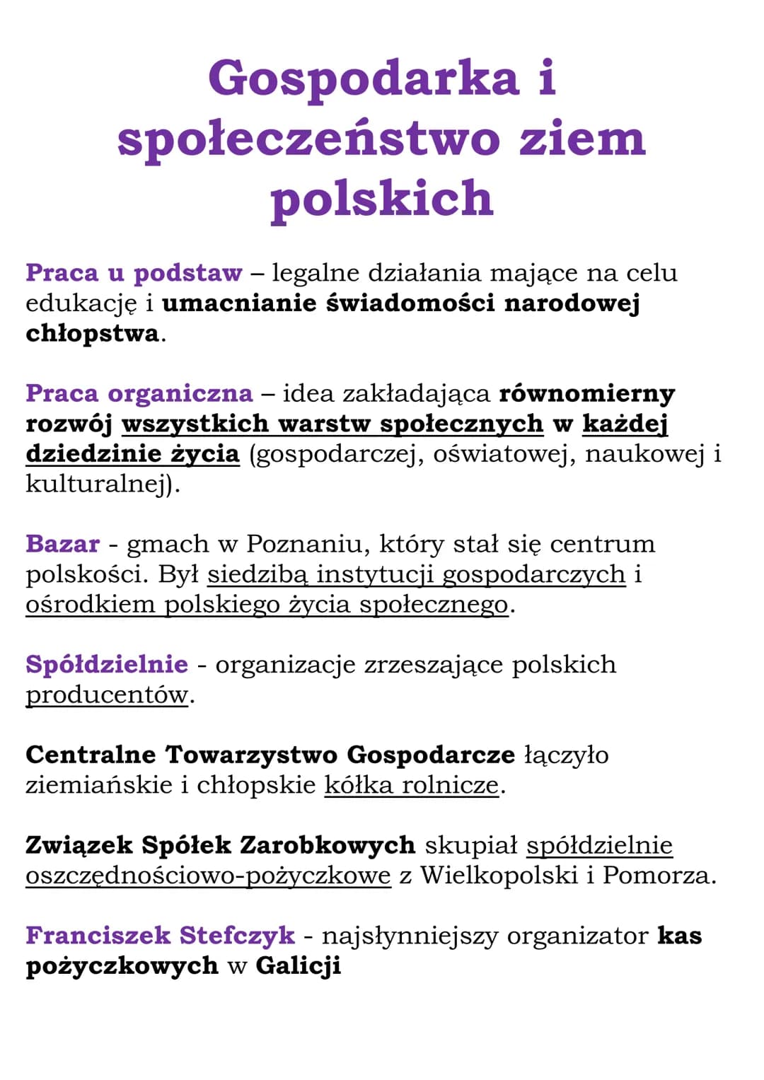 Gospodarka i
społeczeństwo
polskich
ziem
-
Praca u podstaw – legalne działania mające na celu
edukację i umacnianie świadomości narodowej
ch