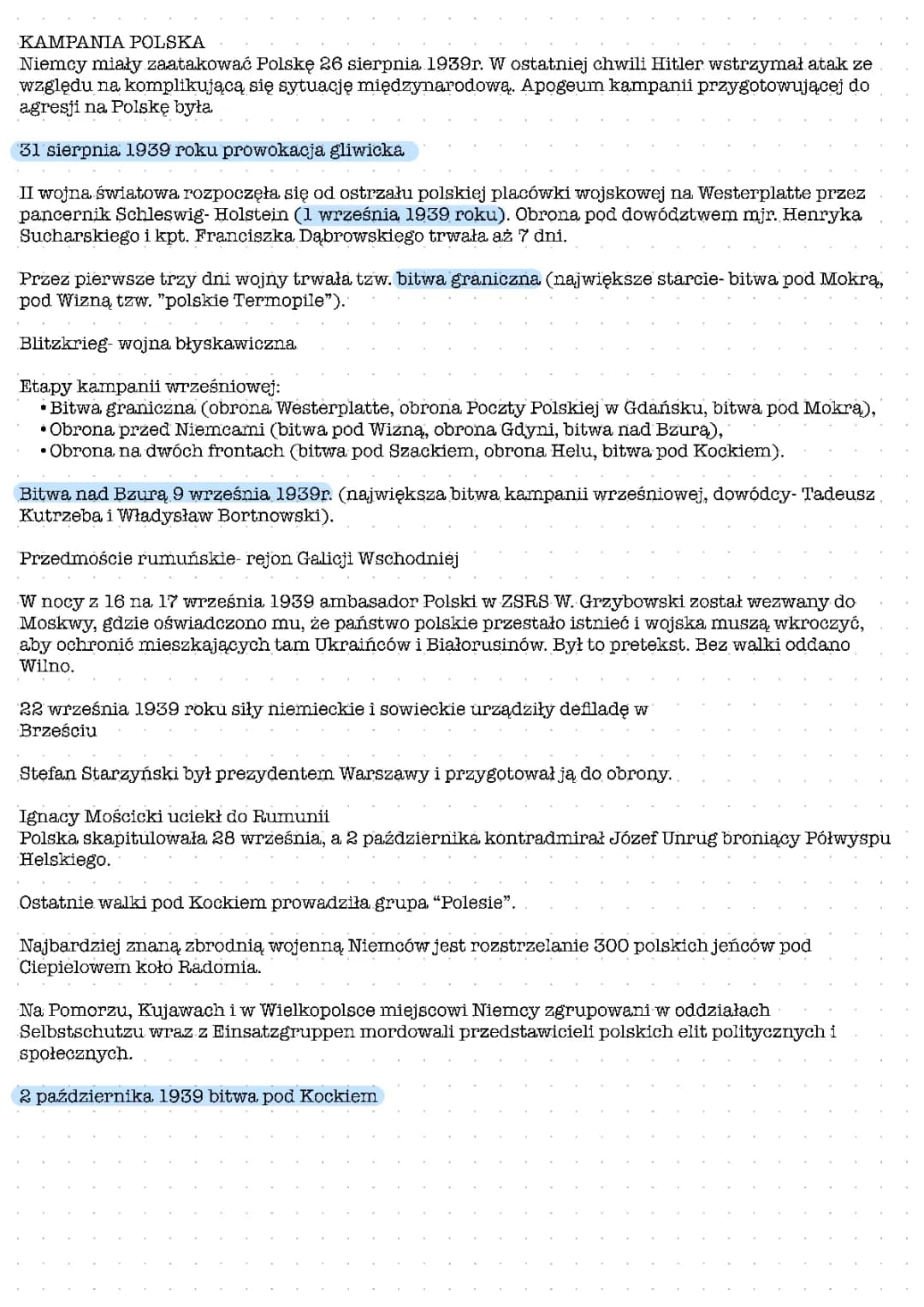 Kampania wrześniowa 1939: Najważniejsze bitwy, straty i zbrodnie niemieckie