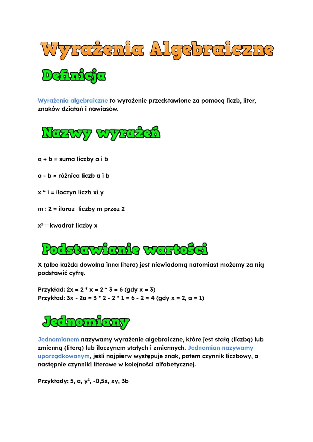 Wyrażenia algebraiczne