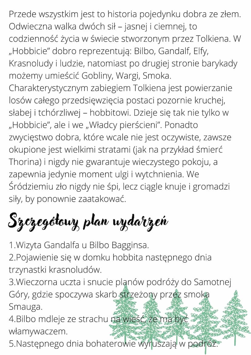Hobbit
J. R. R. Tolkien
Czas akcji:
Akcja ,,Hobbita" rozgrywa się, a dokładniej w latach 2941-
2942. Właściwa akcja utworu rozgrywa się pomi