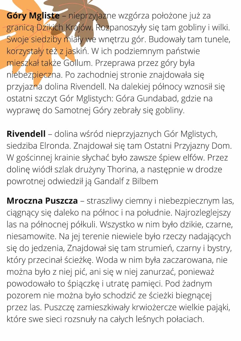 Hobbit
J. R. R. Tolkien
Czas akcji:
Akcja ,,Hobbita" rozgrywa się, a dokładniej w latach 2941-
2942. Właściwa akcja utworu rozgrywa się pomi